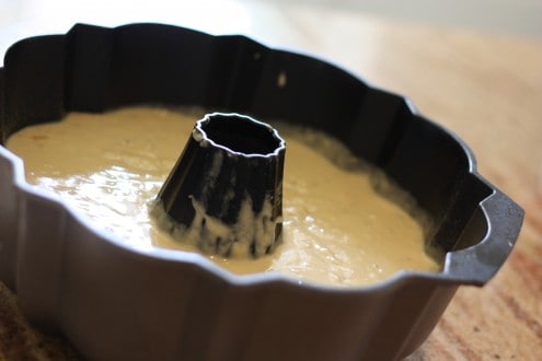 Banana Bread Batter in Bundt Pan