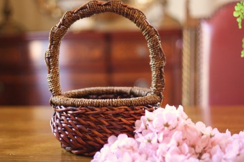 Basket Pink Flowers 1