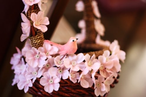 Pink Easter Basket Bird