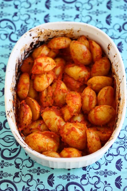 Baked Fingerling Potatoes with an Italian Arrabbiata Sauce 