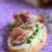 Tartine of fig prosciutto and goat cheese