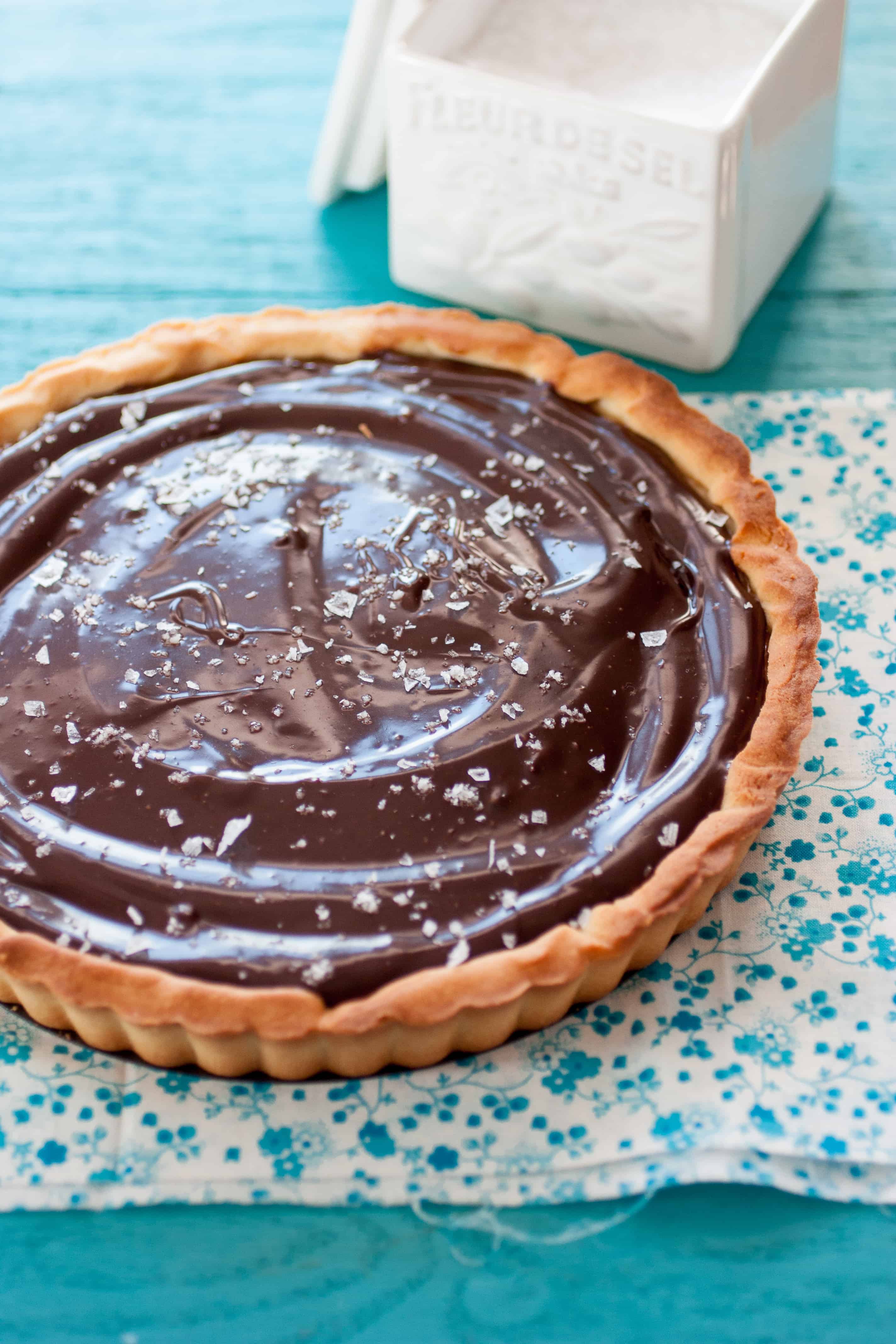Salted Caramel and Chocolate Tart | ForTheFeast.com #dessert #chocolate