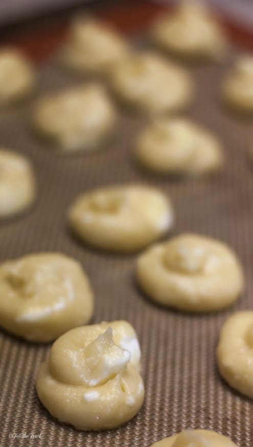 Mixture Piped onto a baking sheet 