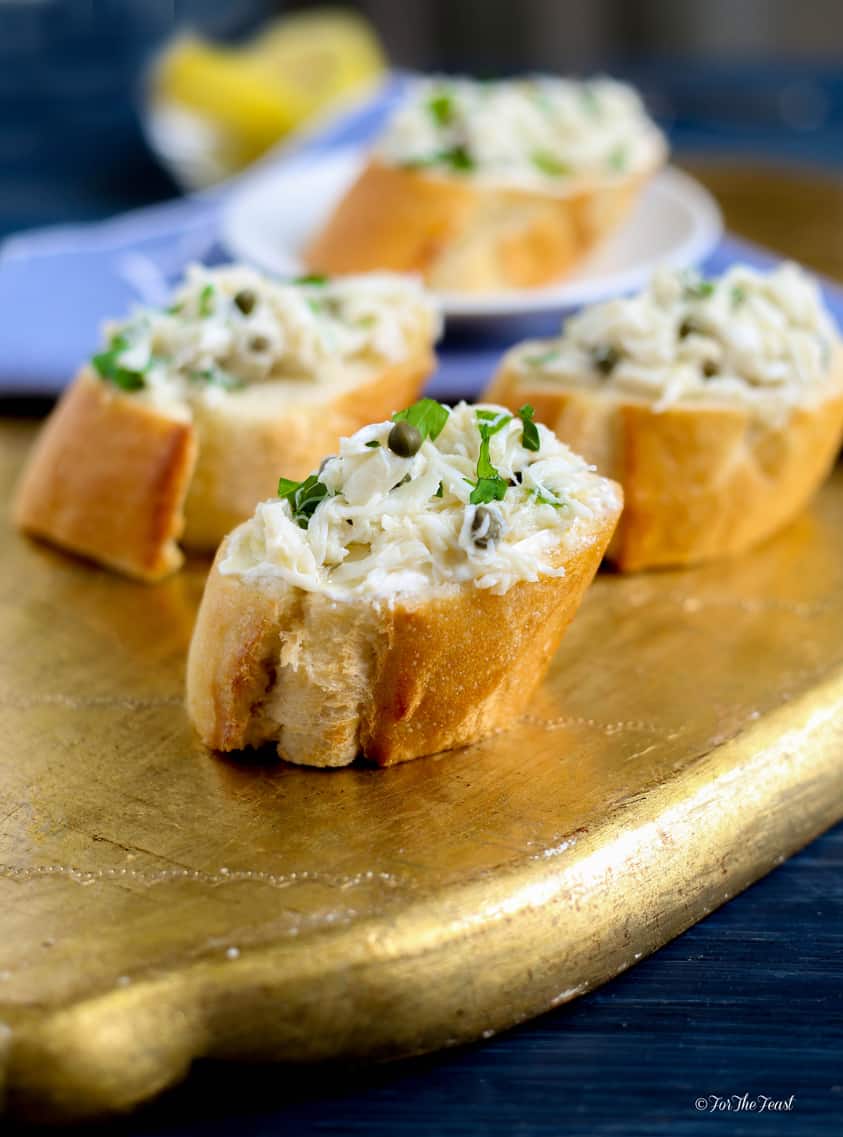 Crab Crostini Appetizer | ForTheFeast.com #appetizer #seafood