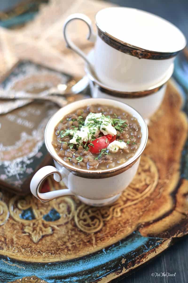 Lentil Soup with Goat Cheese | https://www.forthefeast.com #soup #recipe