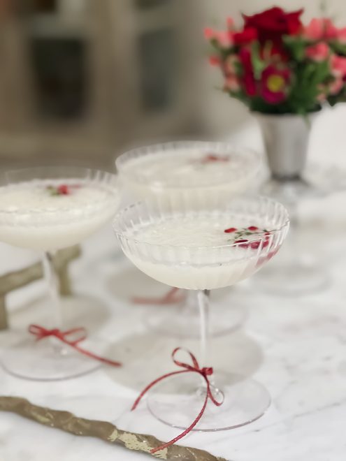 Sgroppino winter cocktail with lemon sorbet and Franciacorta in a chilled coupe glass